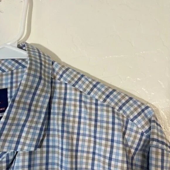 Johnnie O Shirt Mens XXL Prep Formance Blue Plaid Button Down Long Sleeve Golf - Picture 2 of 5